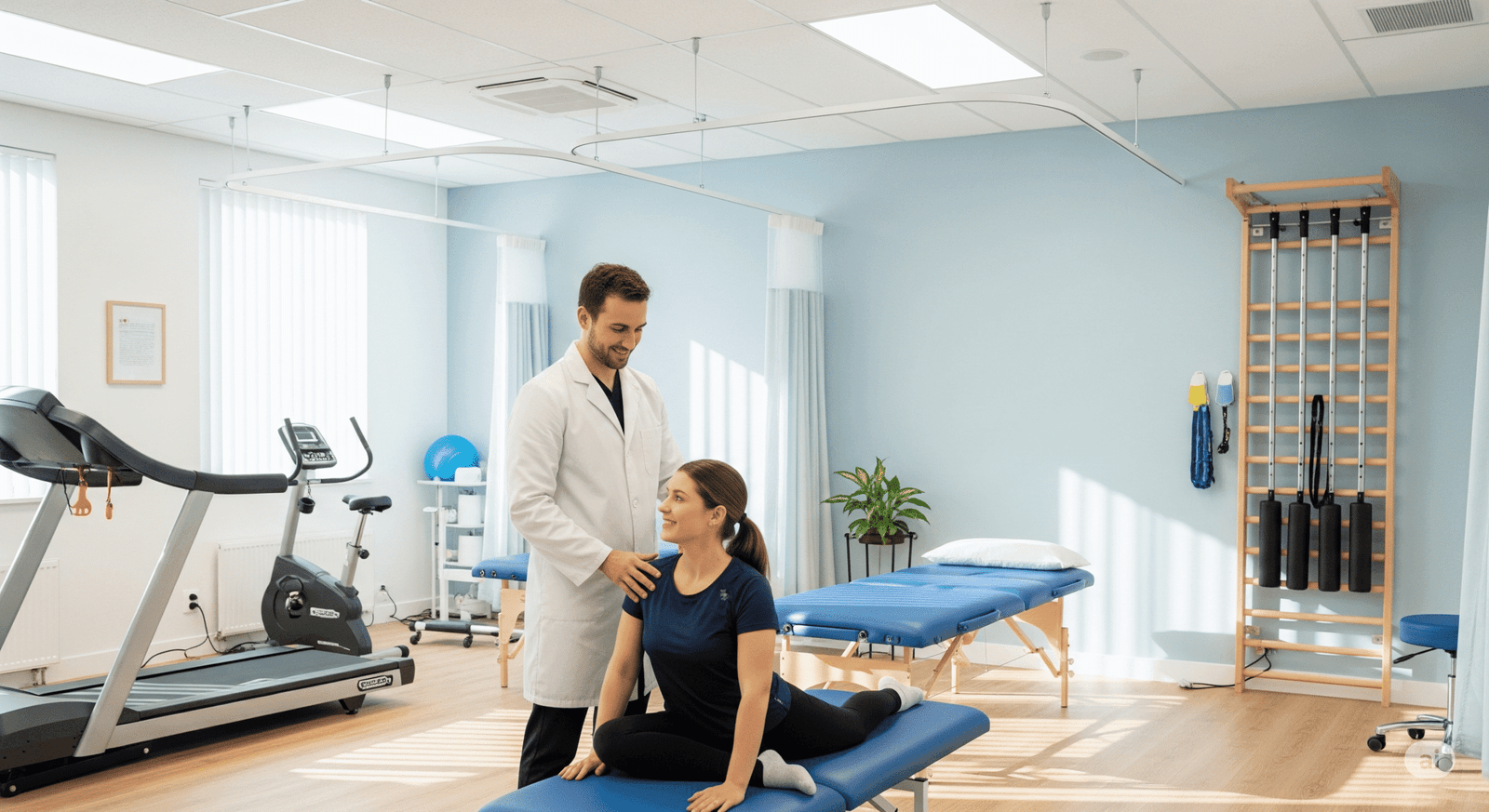 Kiné remplaçant ayant trouvé son remplacement sur Physio Ads grâce à des annonces kiné, effectue un bilan diagnostic sur une patiente.